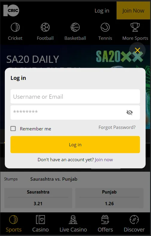 10CRIC Account Creation Guide